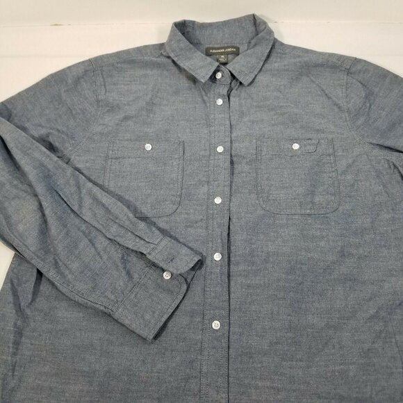 Alexander Jordan Men's Button Down Shirt Long Sleeves Solid Gray Size XL - Picture 1 of 9